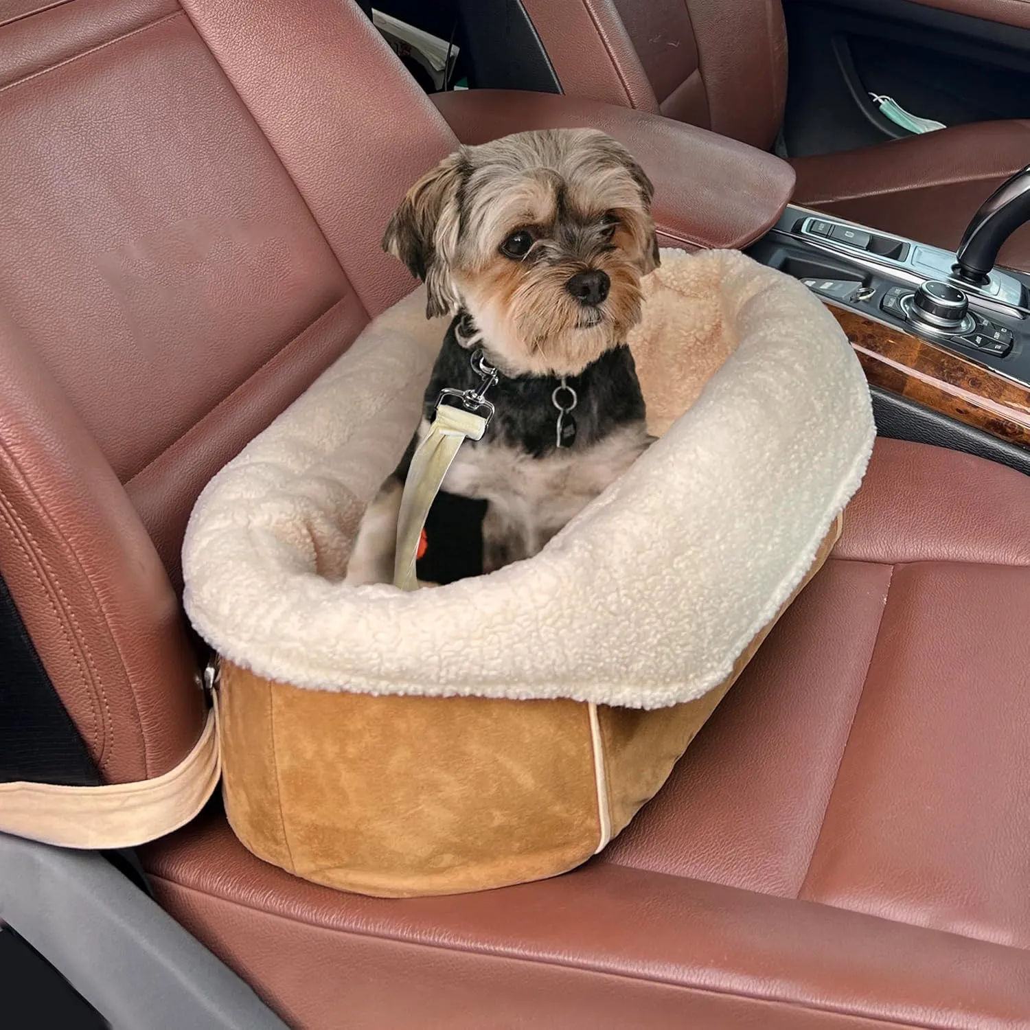 Johnear Puppy Dog Booster Seat for Small Dogs up to 28 lbs - 3 in 1 Portable Pet Handbag Sofa - Car Travel & Winter Warm Carrier with Safety Belt