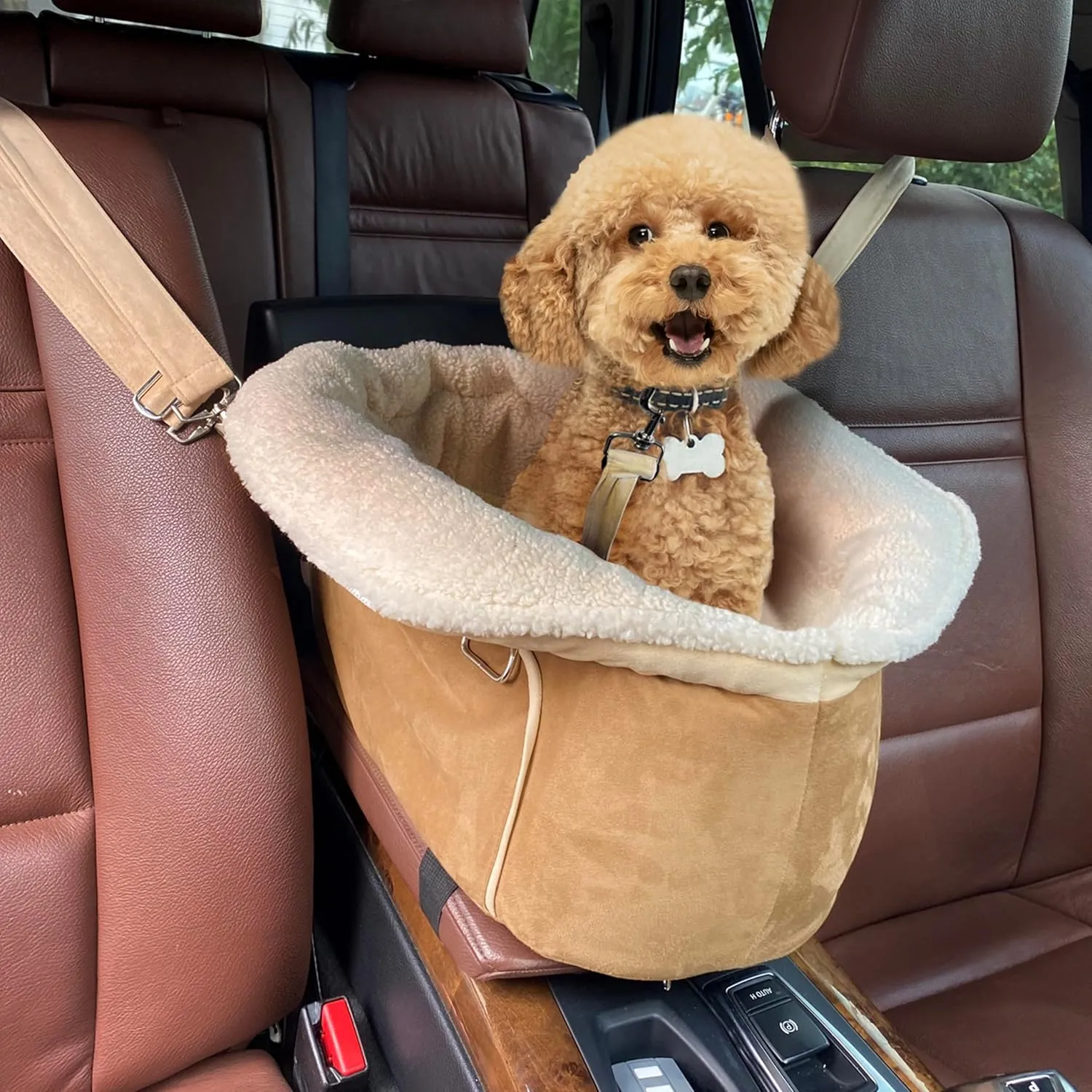 Johnear Puppy Dog Booster Seat for Small Dogs up to 28 lbs - 3 in 1 Portable Pet Handbag Sofa - Car Travel & Winter Warm Carrier with Safety Belt