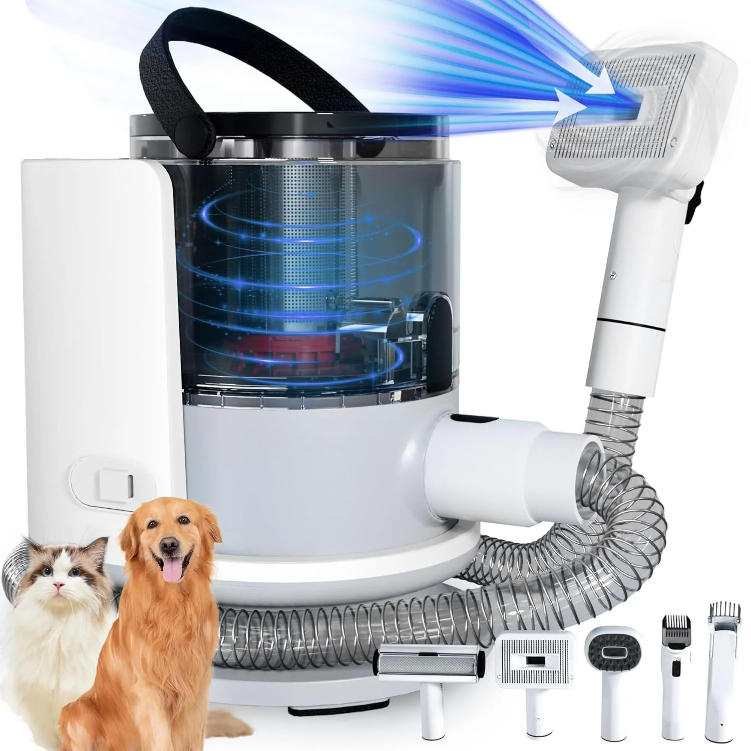 LANCHEZ Dog Grooming Kit & Vacuum, 12Kpa Suction, 2 Suction Modes, 1.5L Capacity, 5-in-1 Pet Groomer for Shedding Pet Hair, Home Cleaning