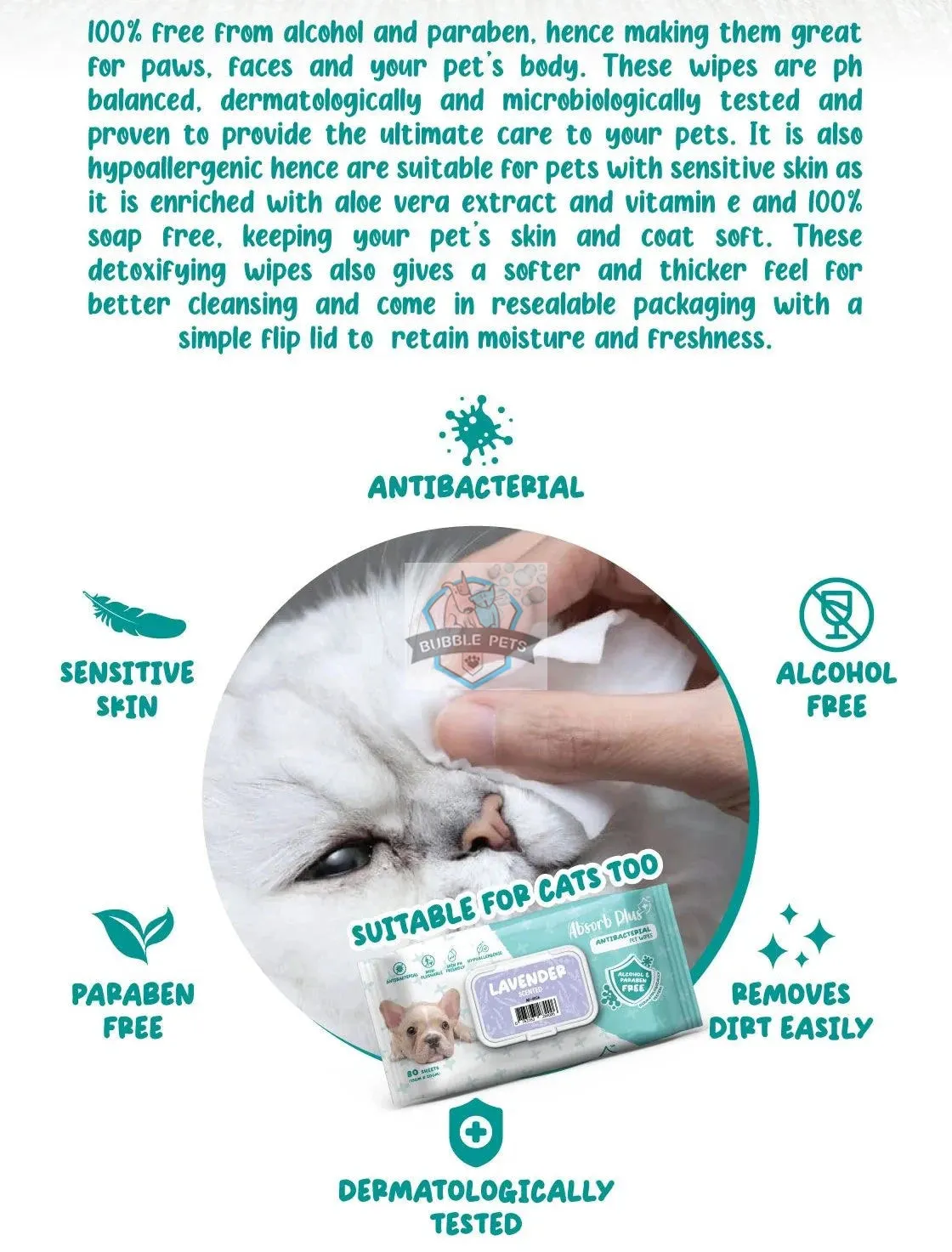 NEW LOOK: Absorb Plus Antibacterial Aloe Vera Scented Pet Wipes (3 Packs Promo)