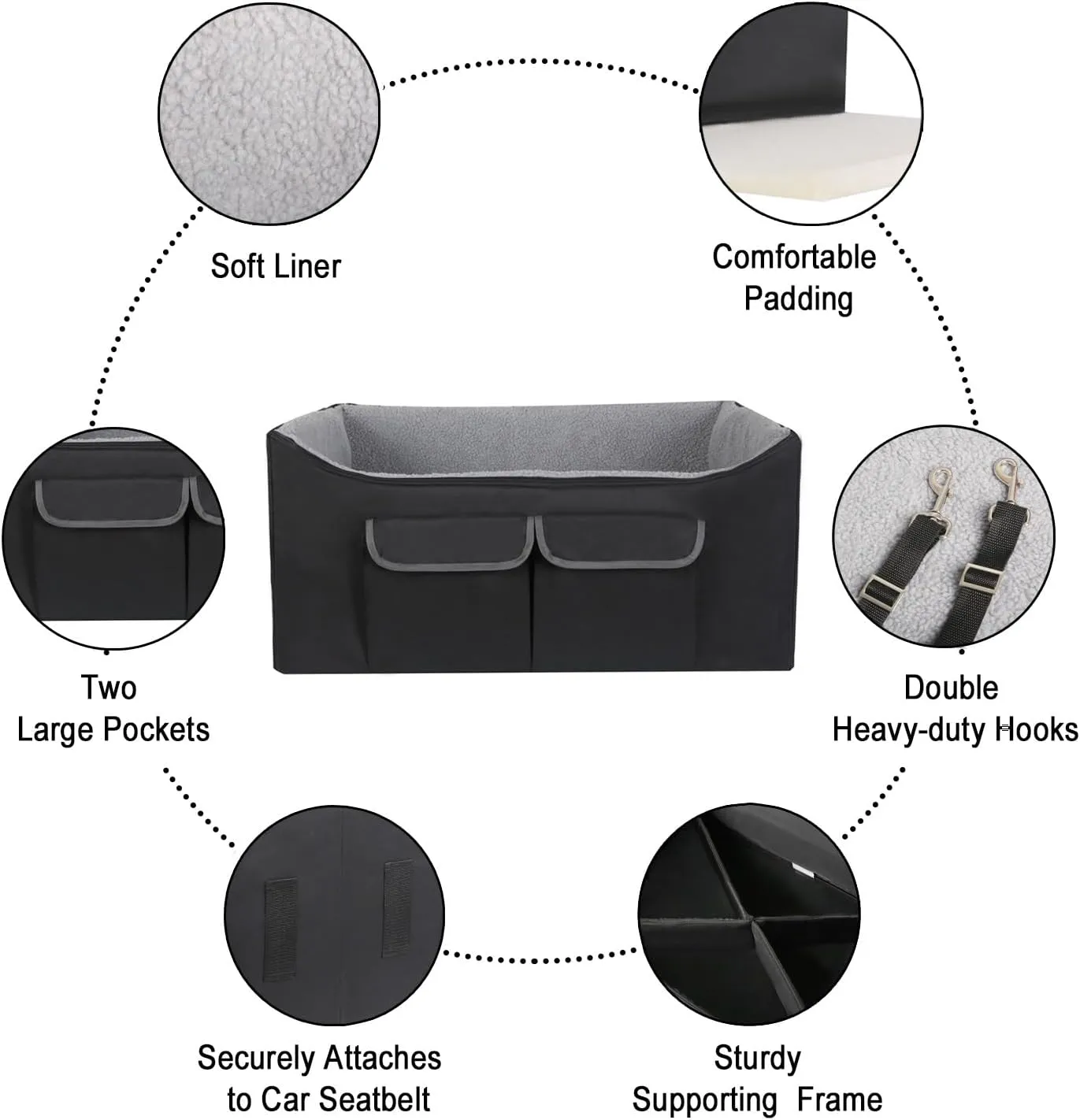 Pet Booster Seat for Medium Large Dogs Lookout Dog Car Seat Safety Pets Vehicles Bed for Back Seat 29" L x 19" W x 14" H, Black