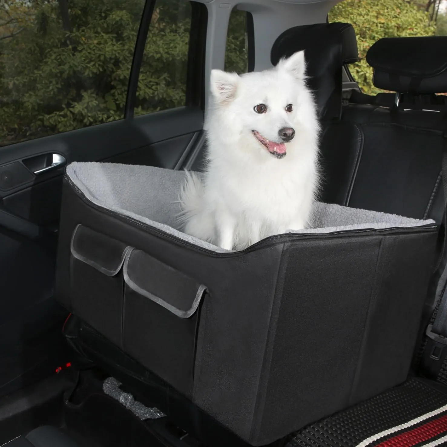 Pet Booster Seat for Medium Large Dogs Lookout Dog Car Seat Safety Pets Vehicles Bed for Back Seat 29" L x 19" W x 14" H, Black