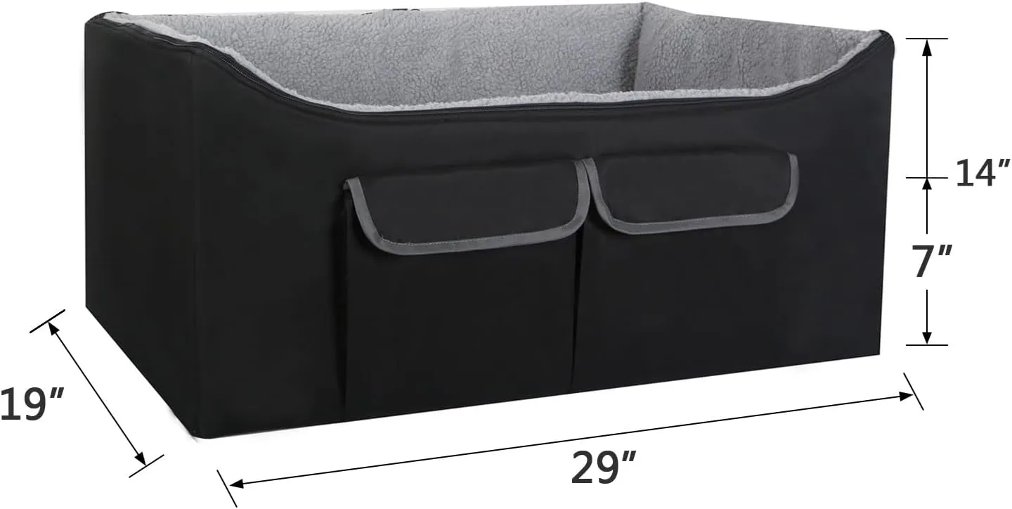 Pet Booster Seat for Medium Large Dogs Lookout Dog Car Seat Safety Pets Vehicles Bed for Back Seat 29" L x 19" W x 14" H, Black