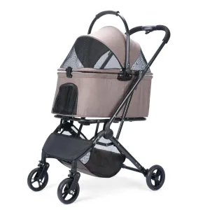 Pet Strollers, Foldable Dog Strollers, Dogs Carts with Storage Basket, 360 Front Wheel Rear Wheel with Brake, Lightweight Travel Stroller for Small Medium Dogs&Cats Outoor (Coffee)