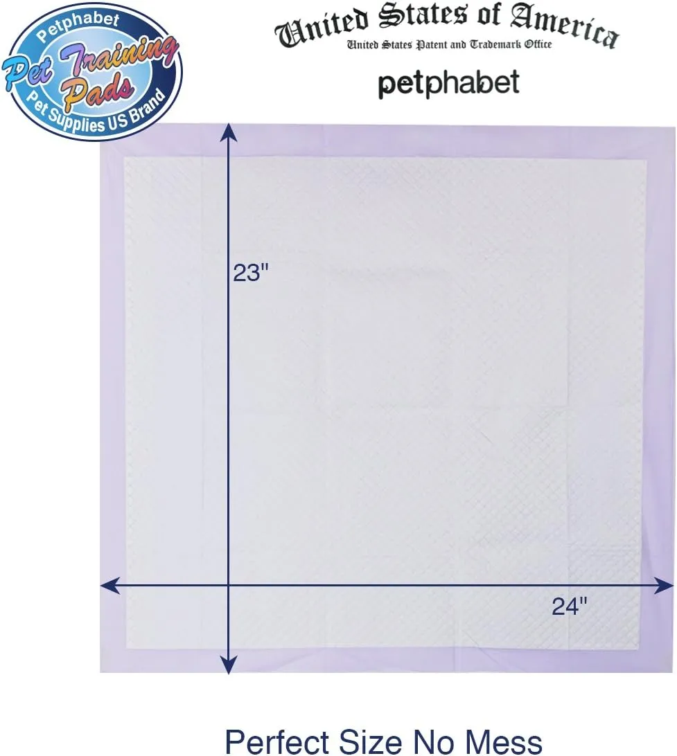 Petphabet 100 Pack Dog Pee Pads 23 by 24 Inches,Lavender Scented Dog Training Pads with Attractant