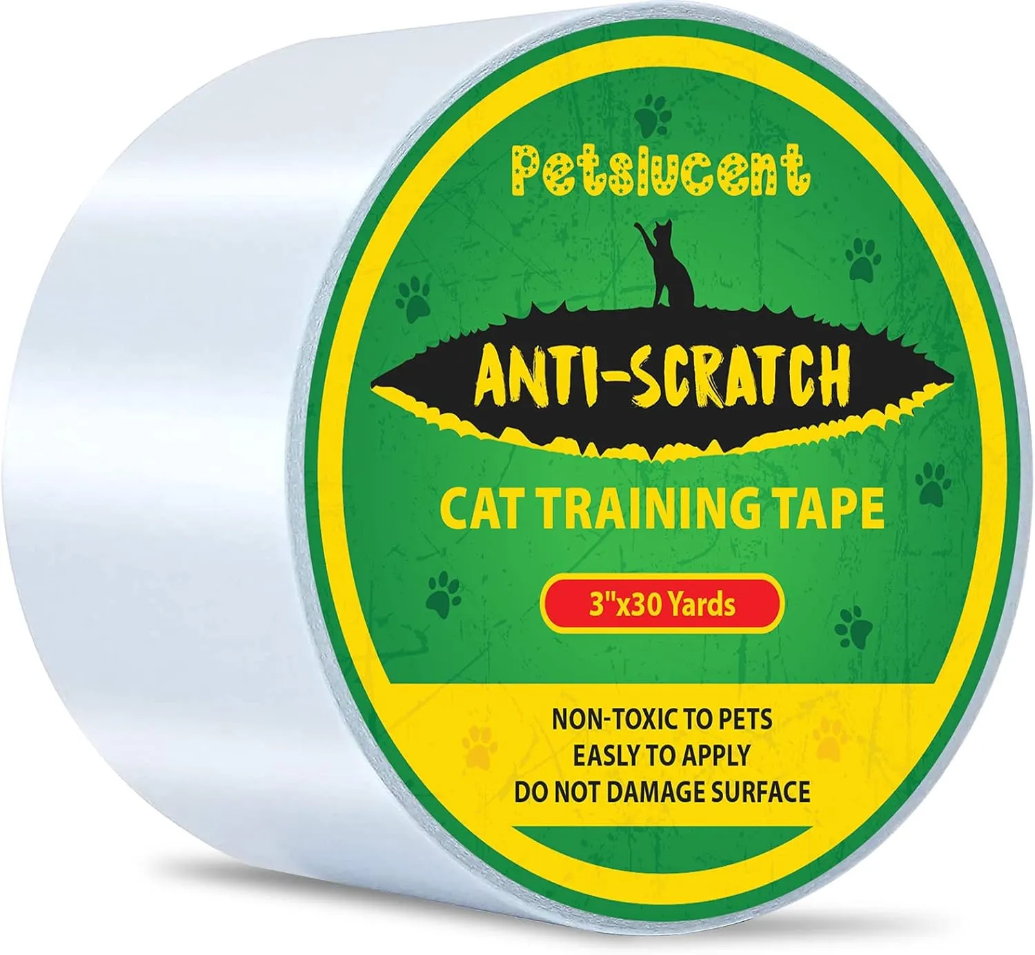 Petslucent Cat Scratch Furniture Protector Tape, Cat Anti Scratch Training Tape, Double Sided Clear Sticky Paws Guards for Carpet, Sofa, Couch, Door (3''x 30 Yards)
