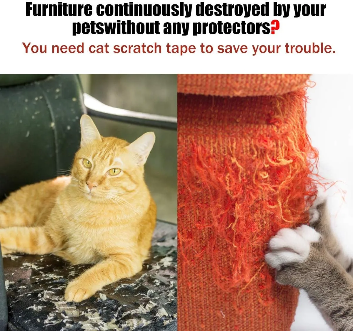 Petslucent Cat Scratch Furniture Protector Tape, Cat Anti Scratch Training Tape, Double Sided Clear Sticky Paws Guards for Carpet, Sofa, Couch, Door (3''x 30 Yards)