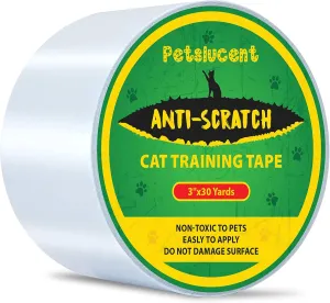 Petslucent Cat Scratch Furniture Protector Tape, Cat Anti Scratch Training Tape, Double Sided Clear Sticky Paws Guards for Carpet, Sofa, Couch, Door (3''x 30 Yards)
