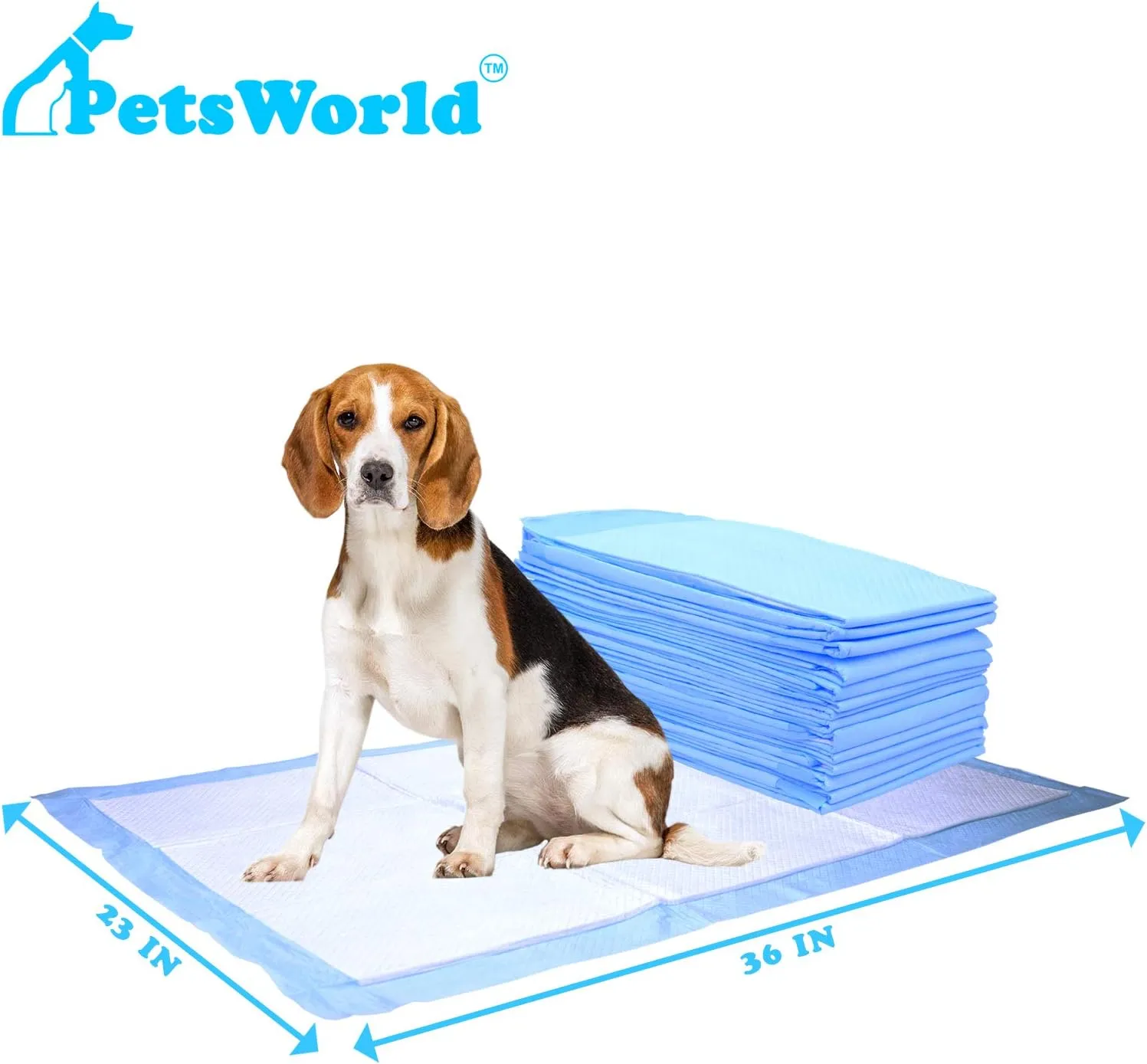 PETSWORLD Puppy Pads, 23x36 Inch, 200 Count - Puppy Pee Pads for Dogs, Tear Resistant, Economy Value, Super-Absorbent Polymer Gel Core, Perfect for Puppies, Smaller Dogs