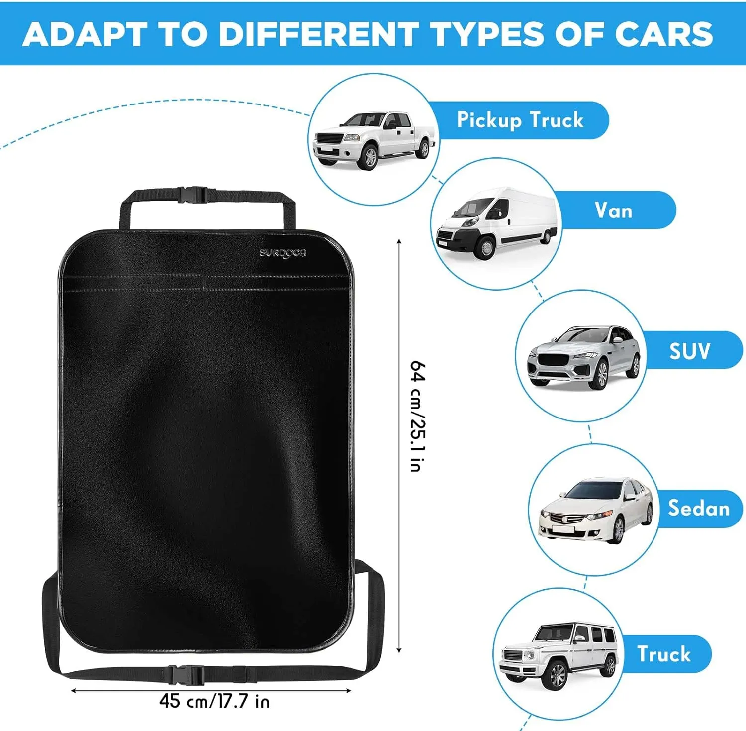 Premium Waterproof Car Seat Kick Mat SURDOCA
