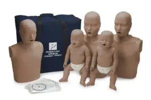 Prestan Family Pack of CPR Manikins (2 Adults, 1 Child, & 2 Infants) with Compression Rate Monitors