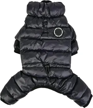 Puppia Winter Ultralight Dog Jumpsuit B Waterproof Warmth for Cold Weather Zipper Closure for Small and Medium Dogs, Black, Medium