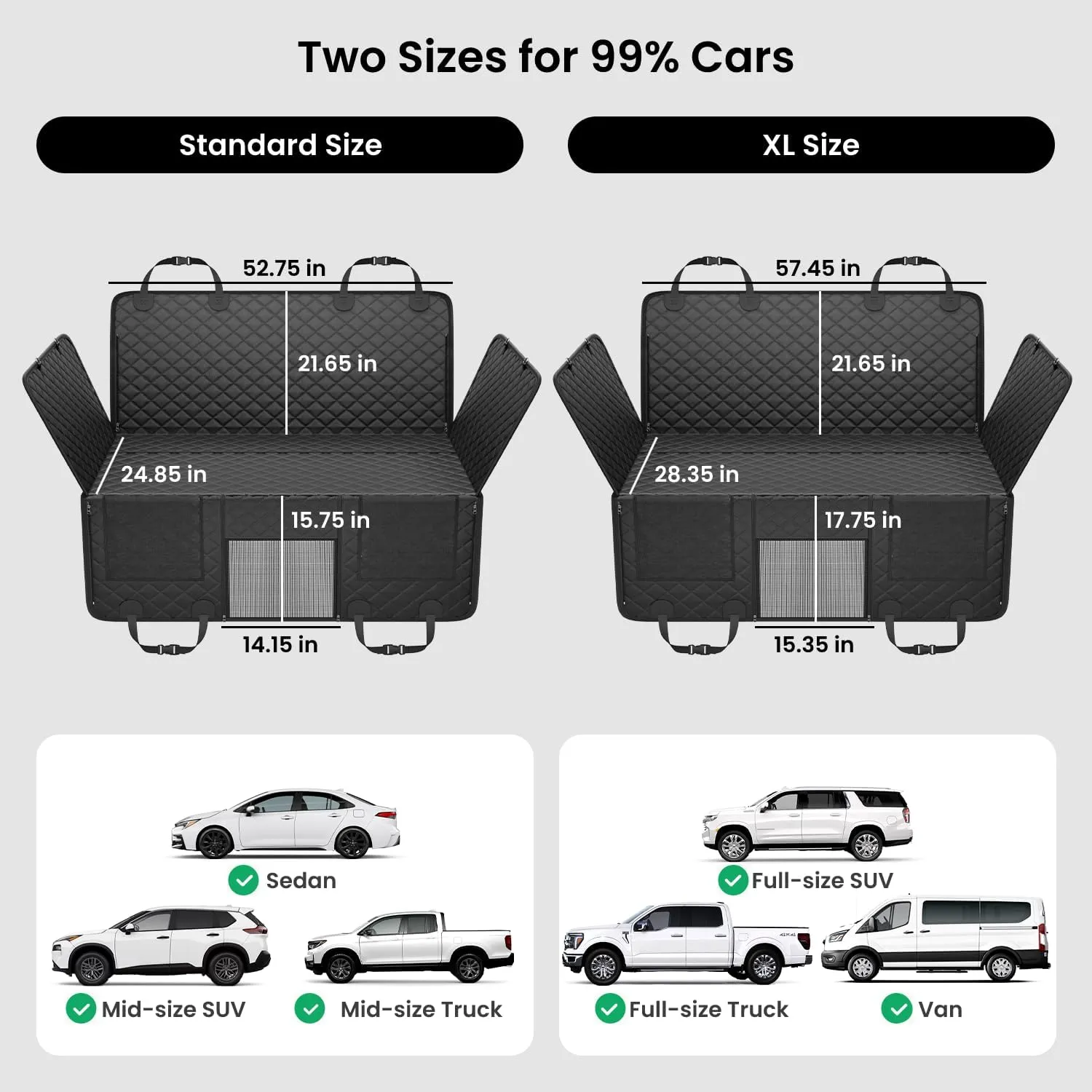 REEVAA Dog Truck Seat Cover for Back Seat, Hard Bottom Dog Hammock for Car, Pet Bed Extender for 2-4 Large Dogs, Waterproof Seat Protector, Universal XL Size Fits for Crew Cab Truck/SUV, Black