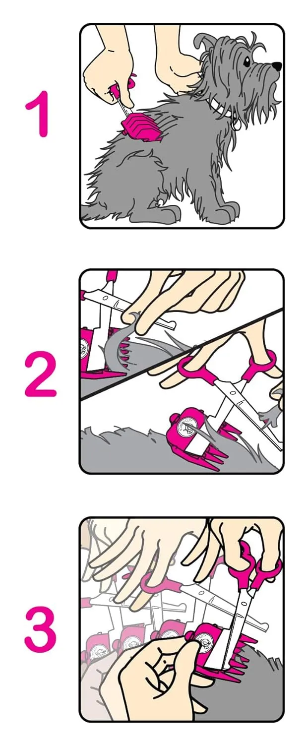SCAREDY CUT Silent Pet Grooming Kit for Dog, Cat and All Pet Grooming - A Quiet Alternative to Electric Clippers for Sensitive Pets (Right-Handed Pink)