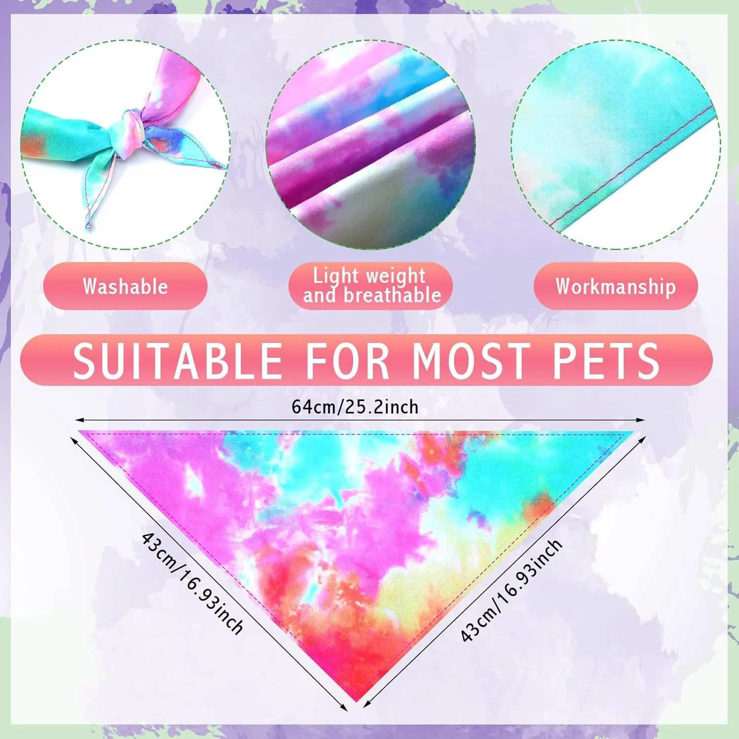 Silkfly 30 Pcs Tie Dye Dog Bandanas Bulk Spring Rainbow Spiral Cat Dog Scarf Colorful Washable Triangle Kerchief Cute pet Bib for Small Medium Large Pets(Large)