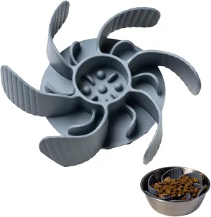 Slow Feeder Dog Bowl Insert, Flower Design Slow Feeder Insert, Anti-Choking Pet Food Dish for Large Medium Small Breed Dogs, Gray