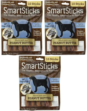 Smartbones Smarticks Peanut Butter Dog Chew Sticks. Healthy Alternative to Rawhide. 30ct.