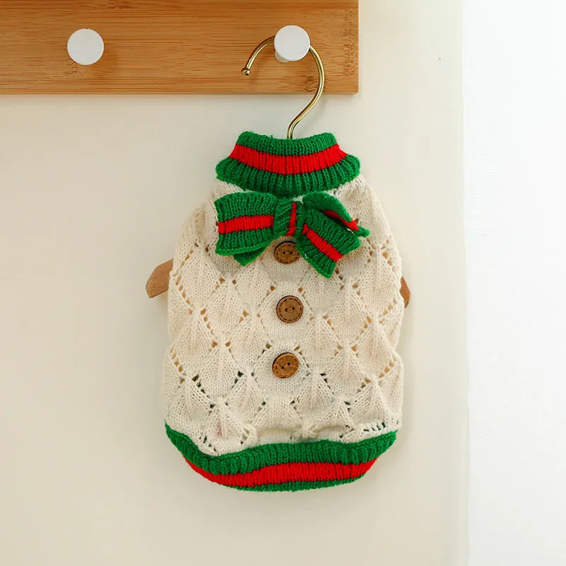 Sweet Bowknot Knitted Cat Dog Sweater