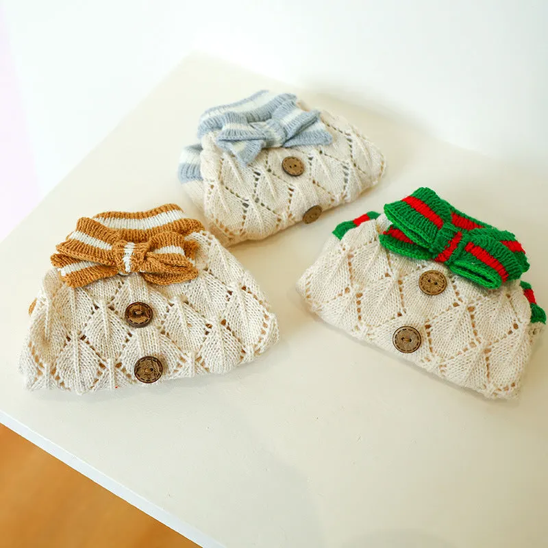 Sweet Bowknot Knitted Cat Dog Sweater