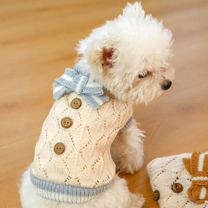 Sweet Bowknot Knitted Cat Dog Sweater