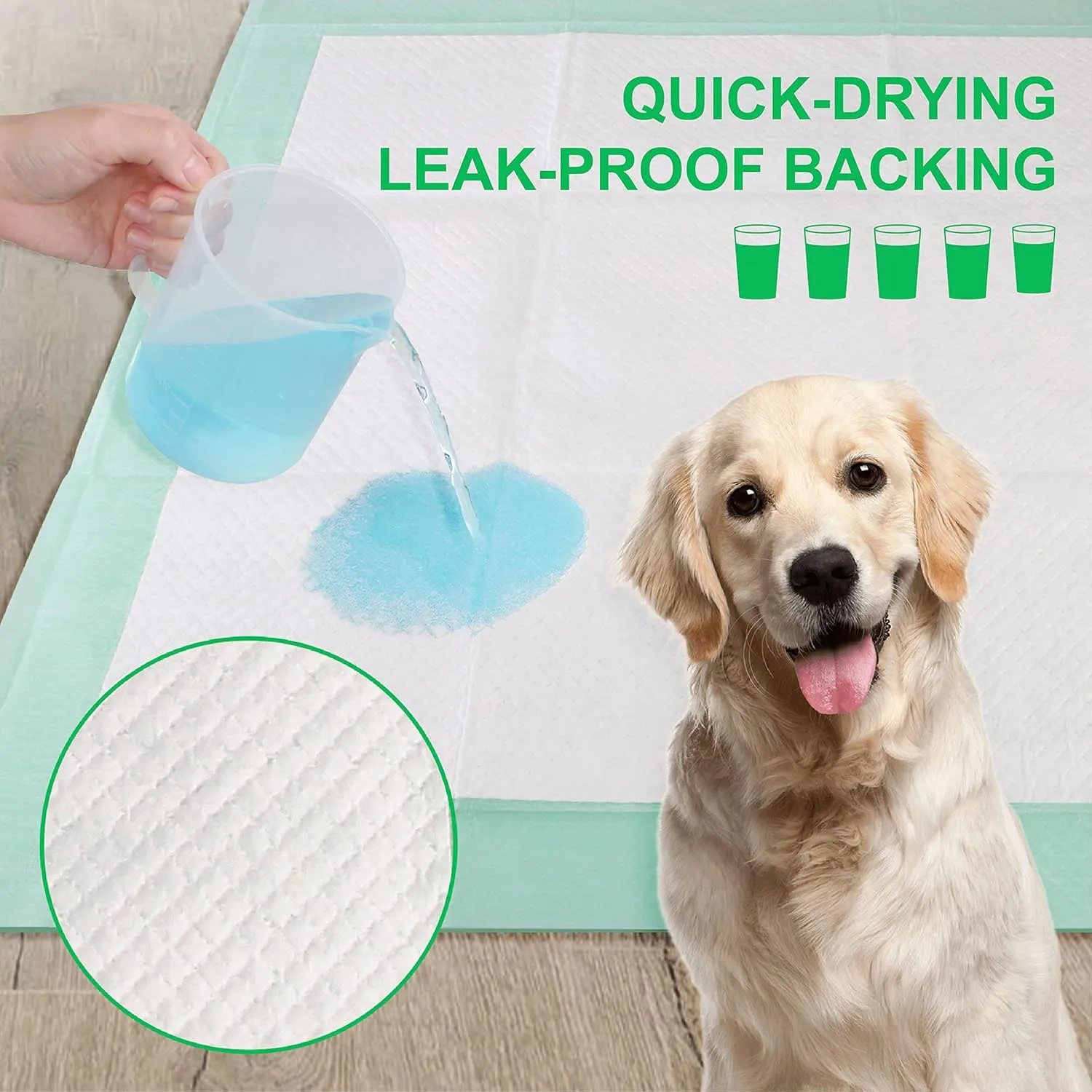 Training Pads - Large 30"x28", 50 Count, 5 Layer, Super-Absorbent, Puppy Pads