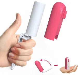 Travel Lint Roller for Pet Hair Extra Sticky, Portable Mini Lint Remover for Clothes, Small Size Lint Roller in Purse, Retractable & Foldable Dust Roll Pocket(120 Sheets Refill, Rose Pink)