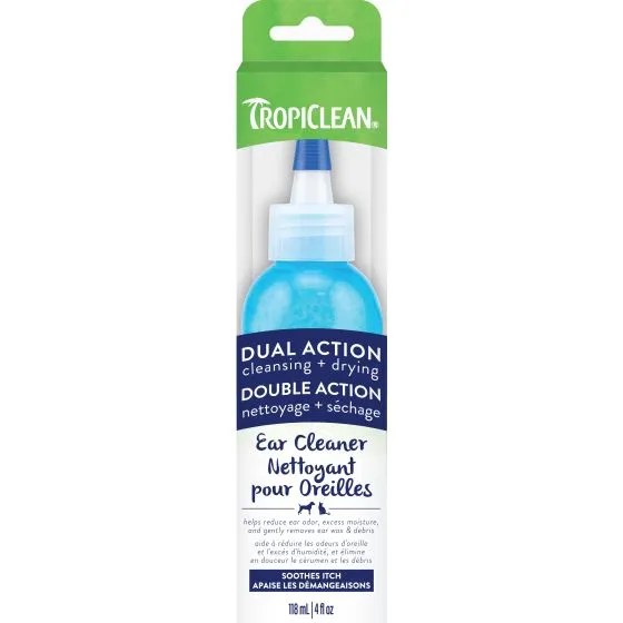 Tropiclean Dual Action Pet Ear Cleaner, Solution Soothes Itching & Infection, Vet Recommended 4oz