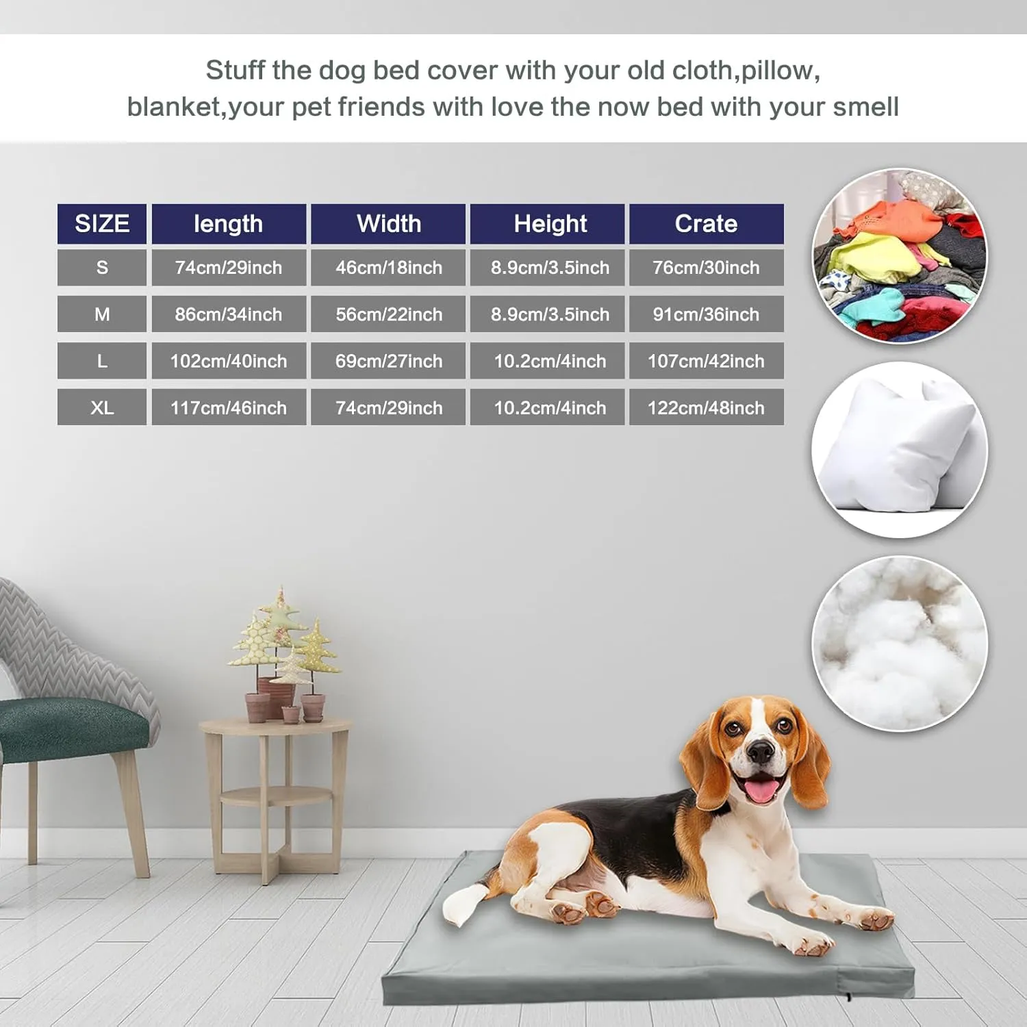 Waterproof Dog Bed Cover,Washable Removable Pet Dog Crate Pad Replacement Cover for 48 Inch Crate,Water Absorbable Pet Puppy Bed Covers for Dogs Cat,46Lx29Wx4H inch