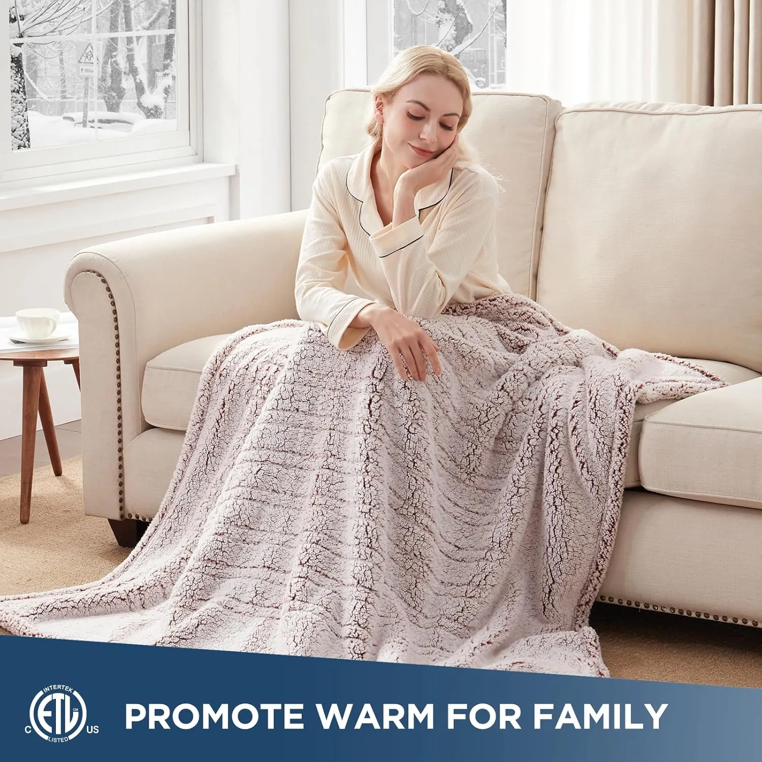 Westinghouse Electric Blanket Throw Size, Soft Plush Sherpa Heated Blanket with 6 Heating Levels & 2-10 Hours Auto-Off, Machine Washable, 50x60 inches, Rust