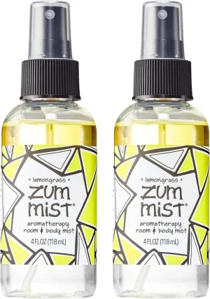 Zum Indigo Wild Mist Room & Body Spray - Aromatherapy Essential Oil Spray - Natural Body Mist & Room Spray - Lemongrass Scent - 4 fl oz (2 Pack)