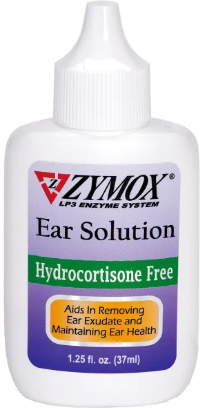 Zymox Enzymatic Ear Solution Hydrocortisone Free For Pets, 1.2-oz